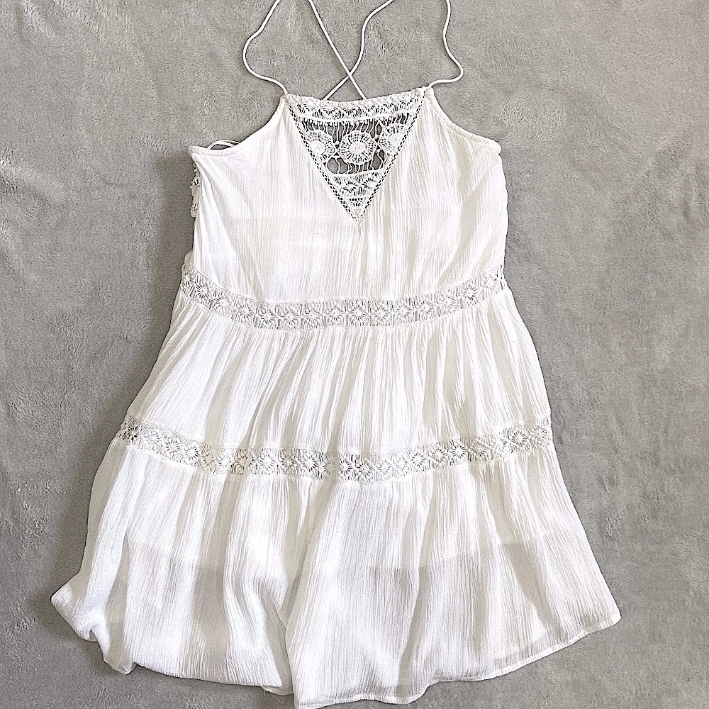 White Crochet Summer Dress Size Small